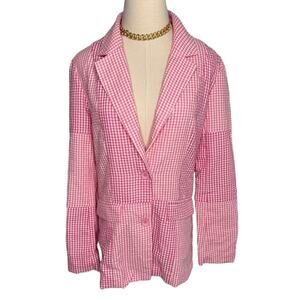 Princess Polly pink gingham check seersucker patchwork blazer jacket size 2